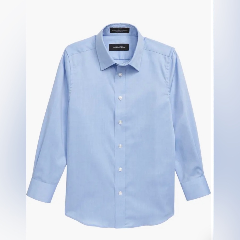 Nordstrom Boys Solid Blue Button Down Dress Shirt